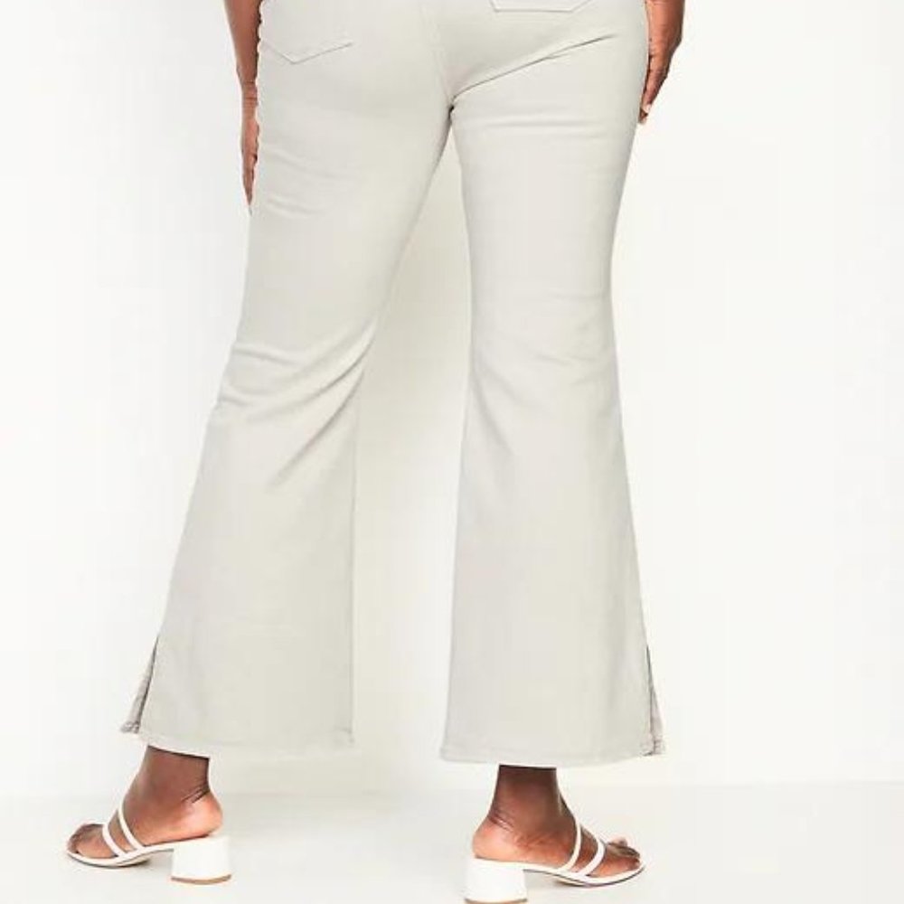 Old Navy Higher High-Rise Off-White Side-Split Flare Jeans for Women New - Picture 8 of 12
